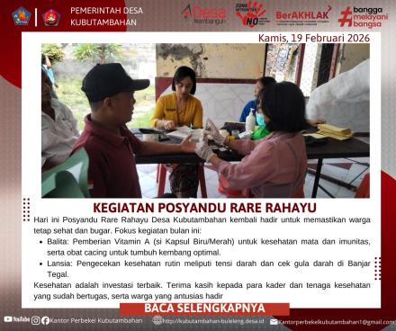 WUJUDKAN MASYARAKAT SEHAT, POSYANDU RARE RAHAYU GELAR LAYANAN KESEHATAN TERPADU